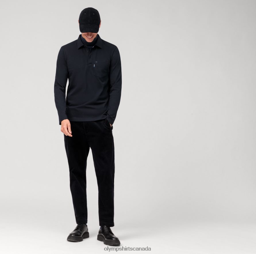 OLYMP Casual Jersey Long-Sleeved Polo Marine H2P42H2139 Clothing