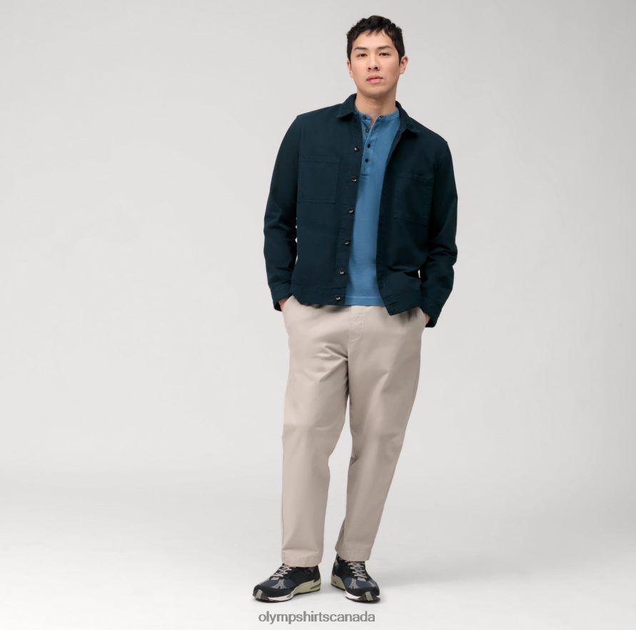 OLYMP Casual Jersey Long-Sleeved Polo Smoke Blue H2P42H2129 Clothing