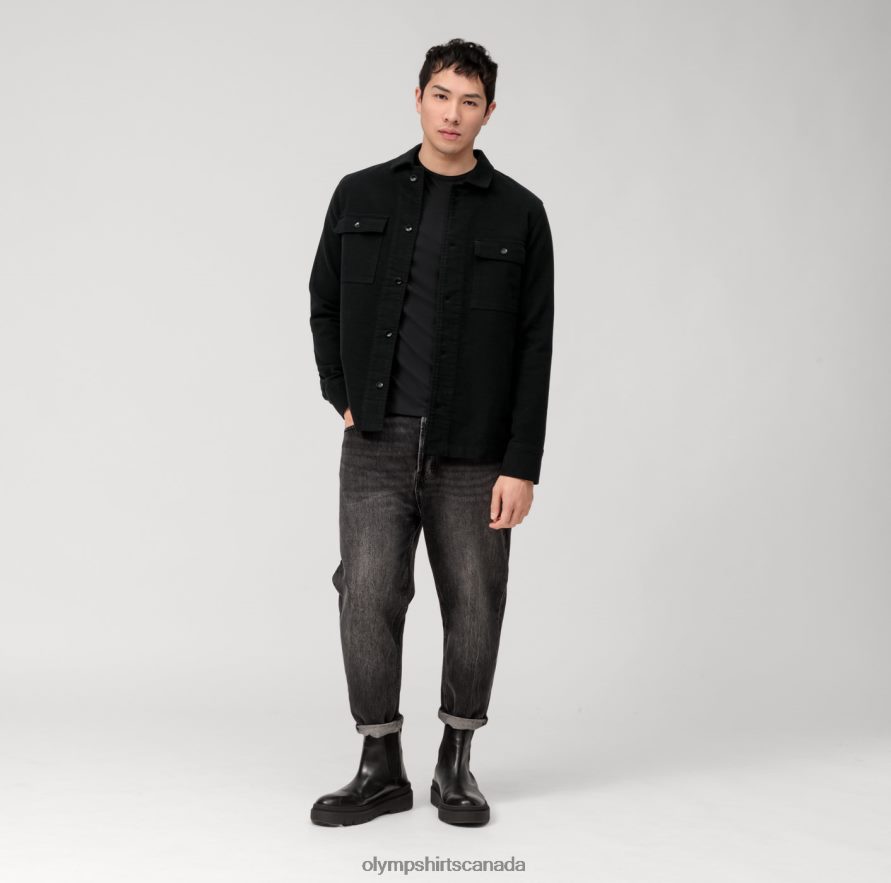 OLYMP Casual Jersey Long-Sleeved T-Shirt Black H2P42H2036 Clothing