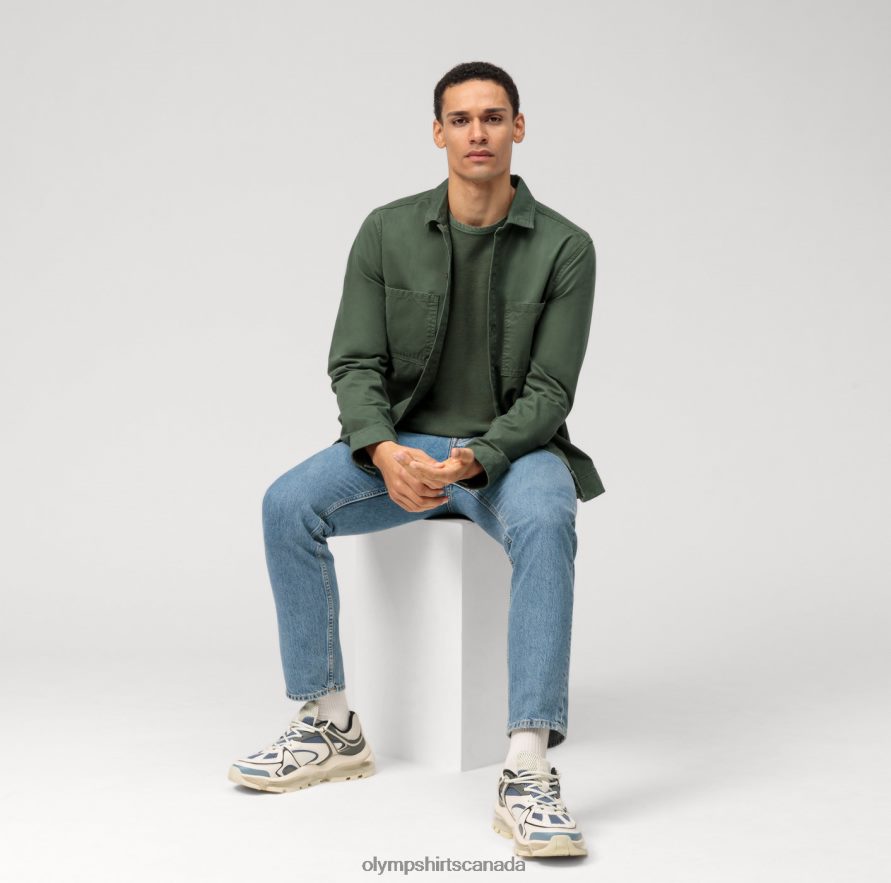 OLYMP Casual Jersey Long-Sleeved T-Shirt Grey Green H2P42H2043 Clothing