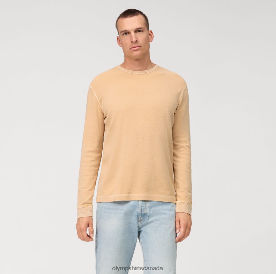 OLYMP Casual Jersey Long-Sleeved T-Shirt Natural H2P42H2048 Clothing