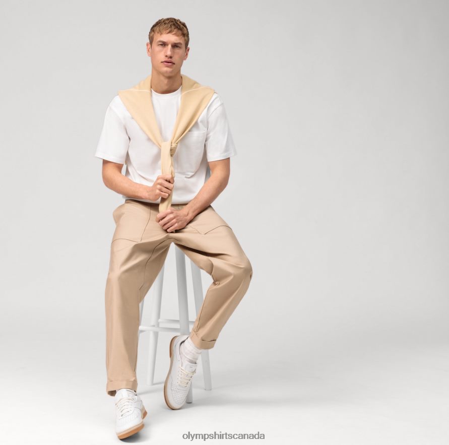 OLYMP Casual Jersey Relaxed Fit T-Shirt Off White H2P42H2045 Clothing