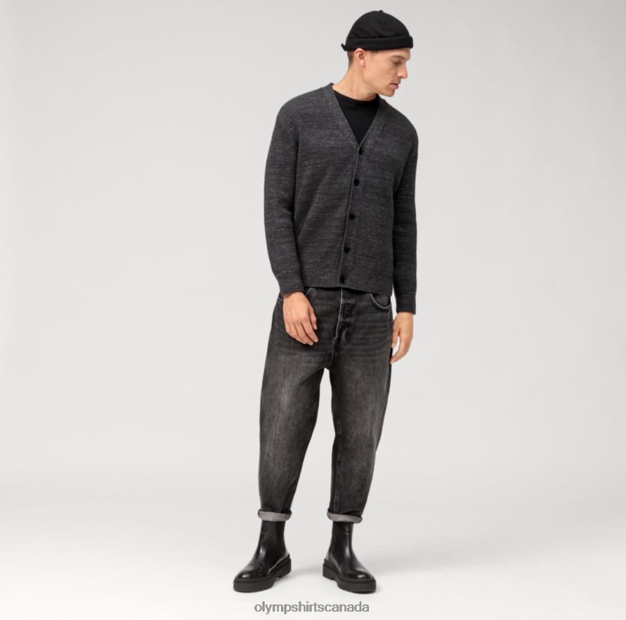 OLYMP Casual Knitwear Cardigan Anthracite H2P42H1932 Clothing