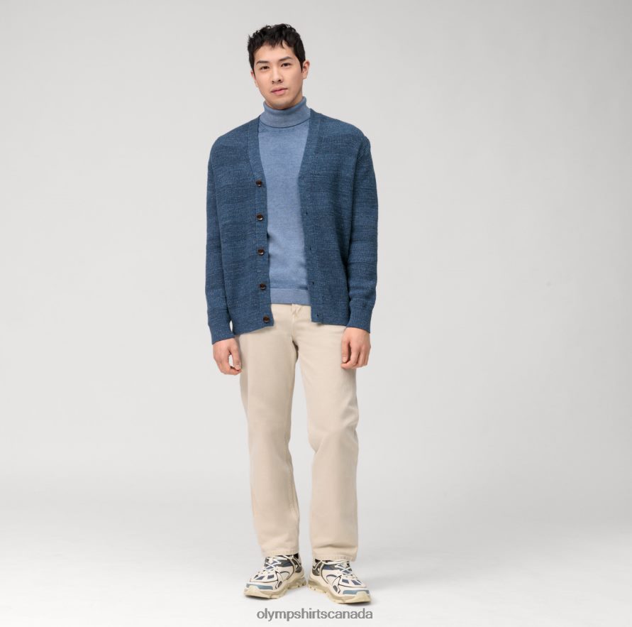 OLYMP Casual Knitwear Cardigan Smoke Blue H2P42H1934 Clothing