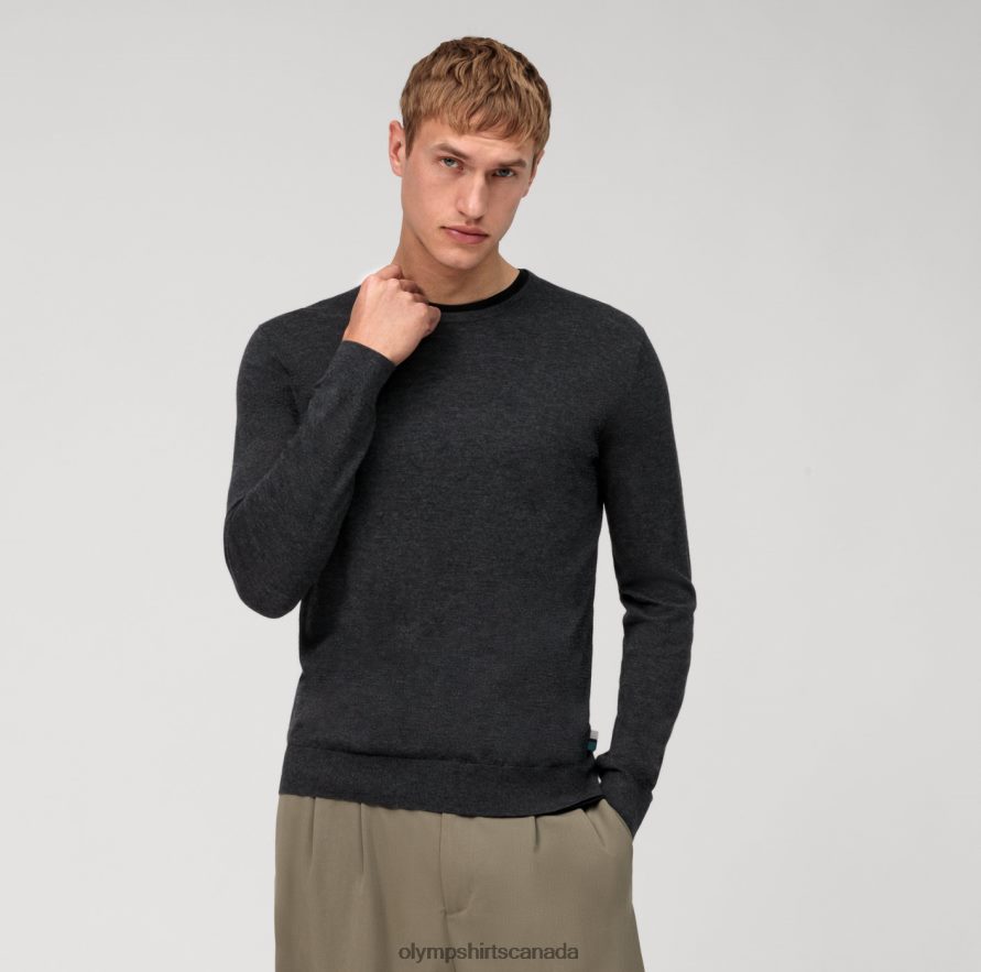 OLYMP Casual Knitwear Pullover Anthracite H2P42H1812 Clothing