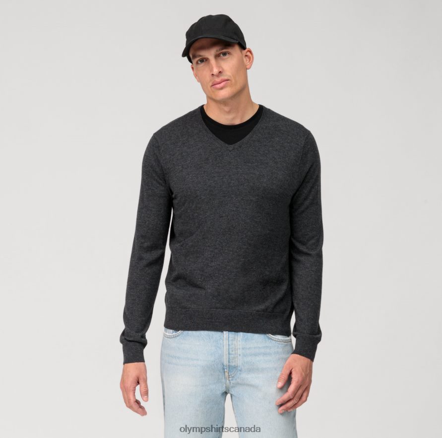 OLYMP Casual Knitwear Pullover Anthracite H2P42H1832 Clothing