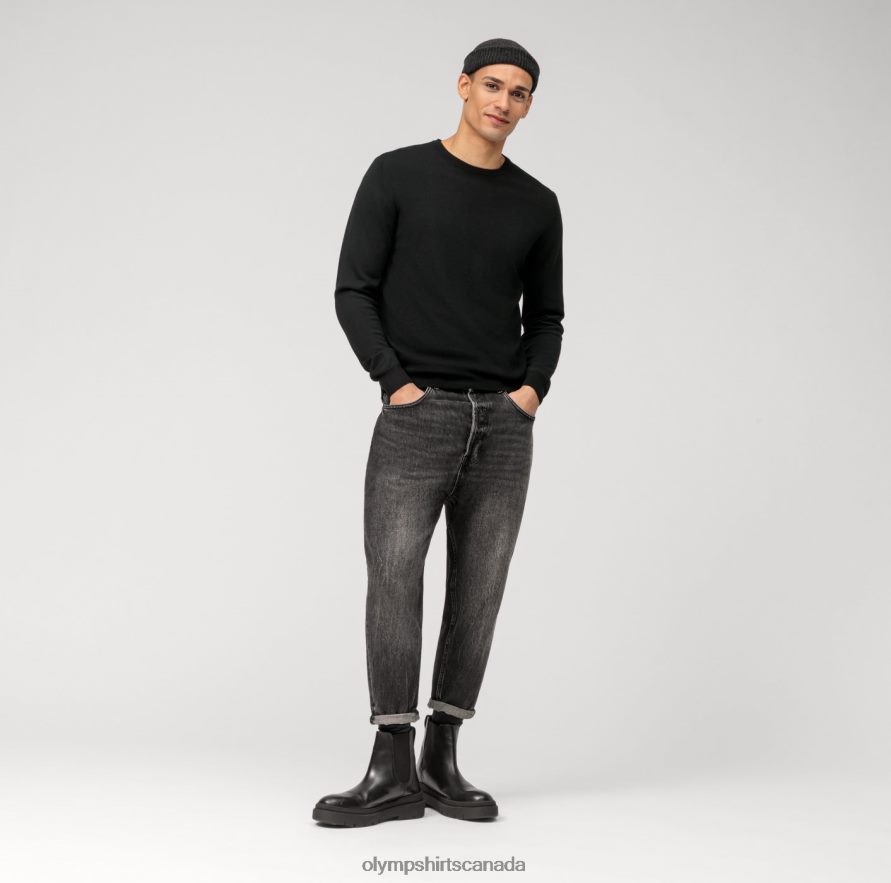 OLYMP Casual Knitwear Pullover Black H2P42H1806 Clothing