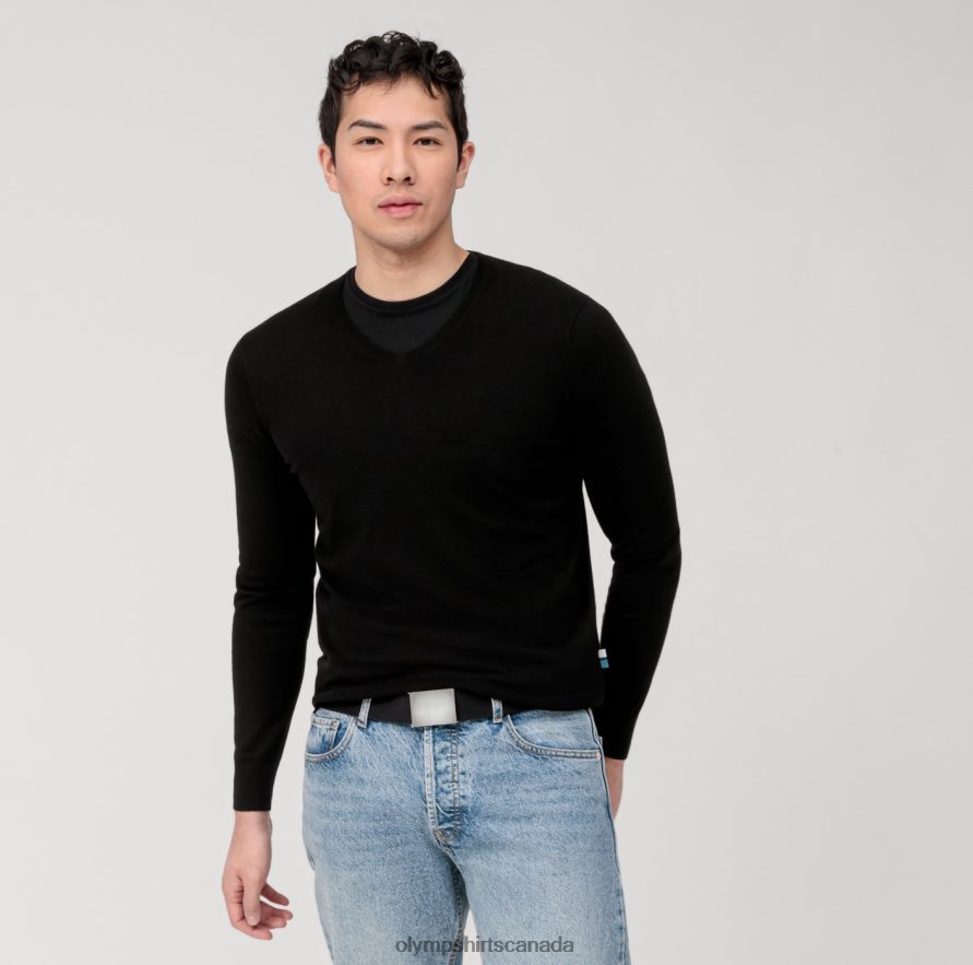OLYMP Casual Knitwear Pullover Black H2P42H1831 Clothing