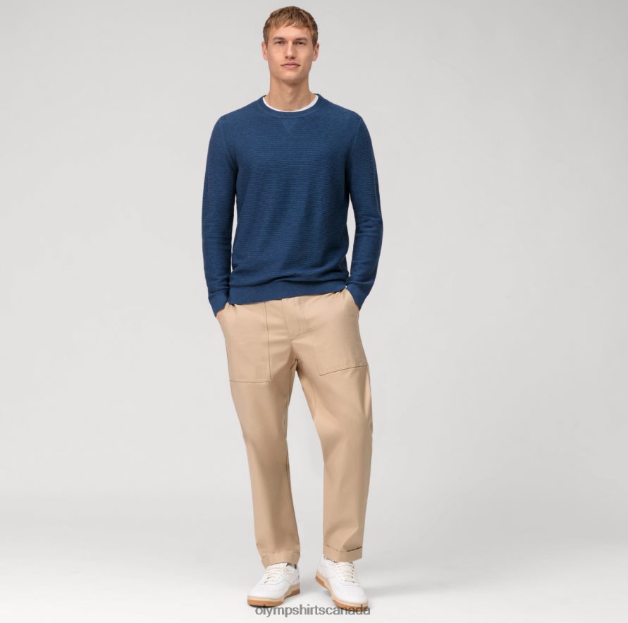 OLYMP Casual Knitwear Pullover Blue H2P42H1810 Clothing