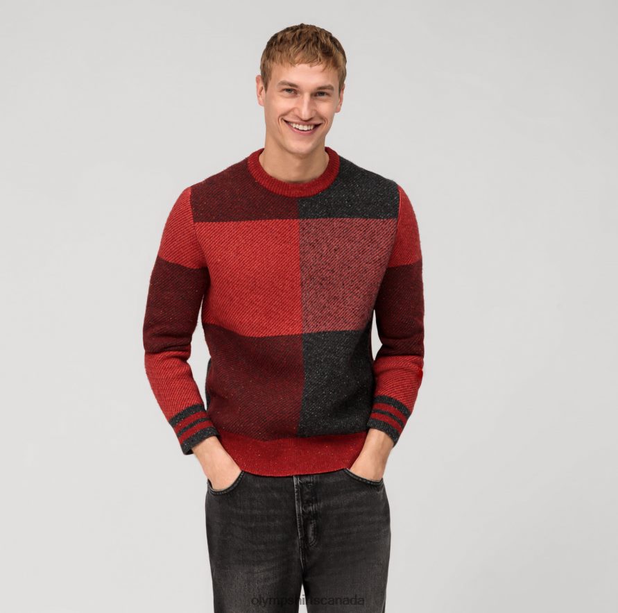 OLYMP Casual Knitwear Pullover Bordeaux H2P42H1781 Clothing