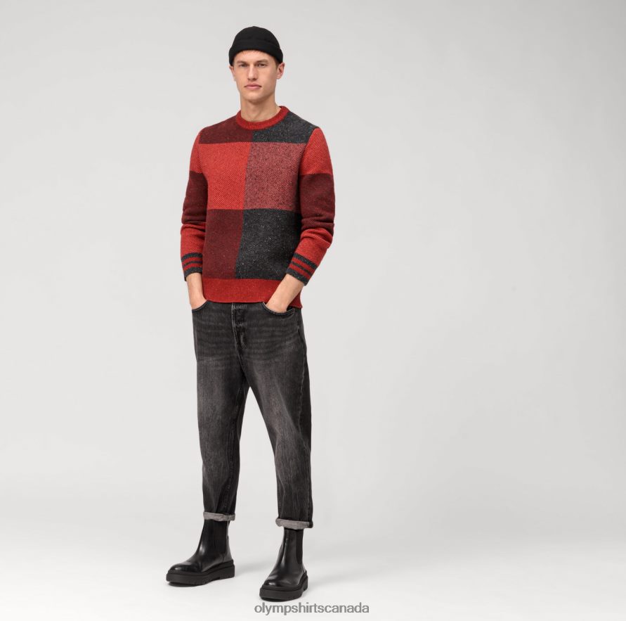 OLYMP Casual Knitwear Pullover Bordeaux H2P42H1781 Clothing