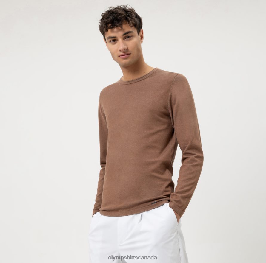 OLYMP Casual Knitwear Pullover Brown H2P42H1777 Clothing