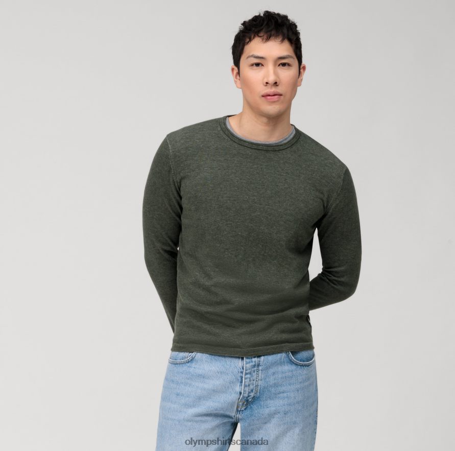 OLYMP Casual Knitwear Pullover Dark Green H2P42H1796 Clothing