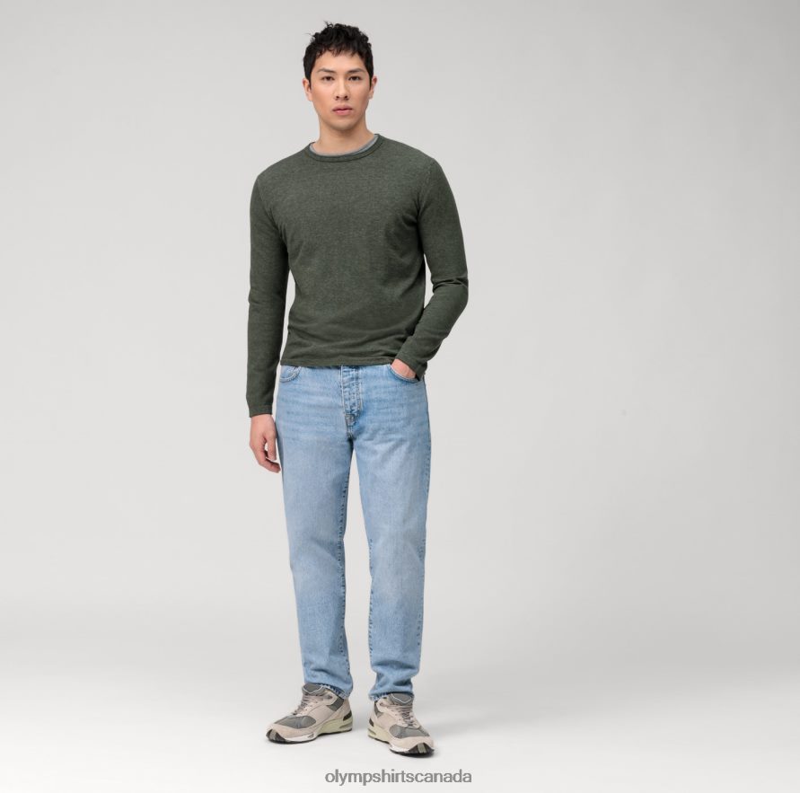 OLYMP Casual Knitwear Pullover Dark Green H2P42H1796 Clothing