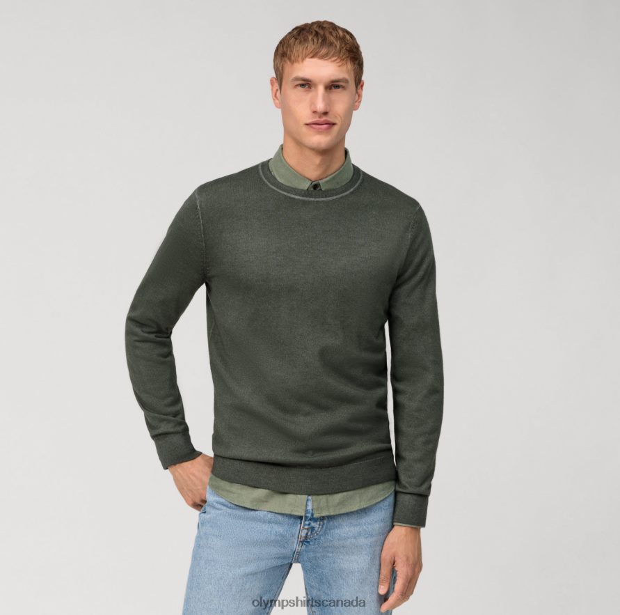 OLYMP Casual Knitwear Pullover Grey Green H2P42H1816 Clothing