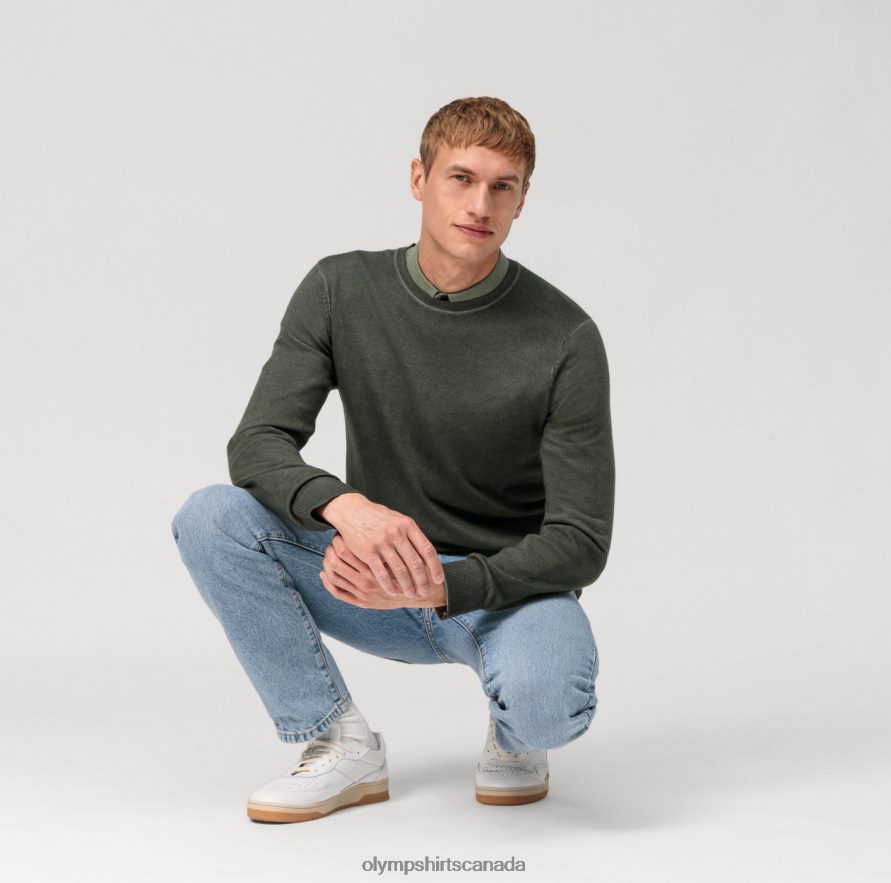 OLYMP Casual Knitwear Pullover Grey Green H2P42H1816 Clothing