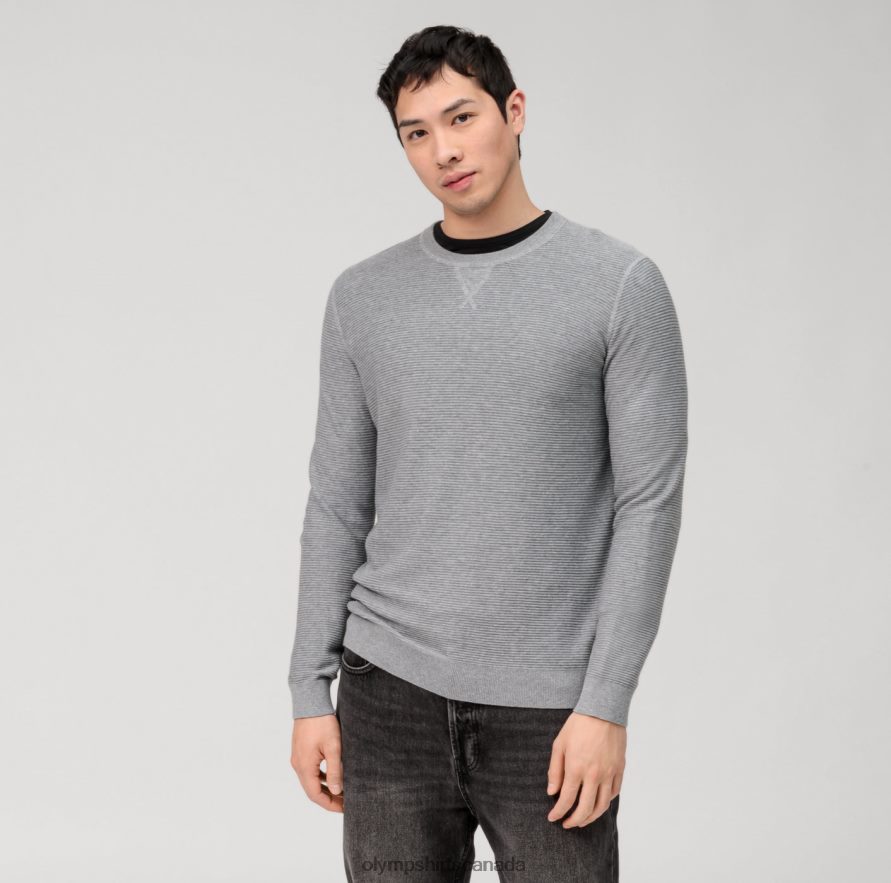 OLYMP Casual Knitwear Pullover Grey H2P42H1811 Clothing