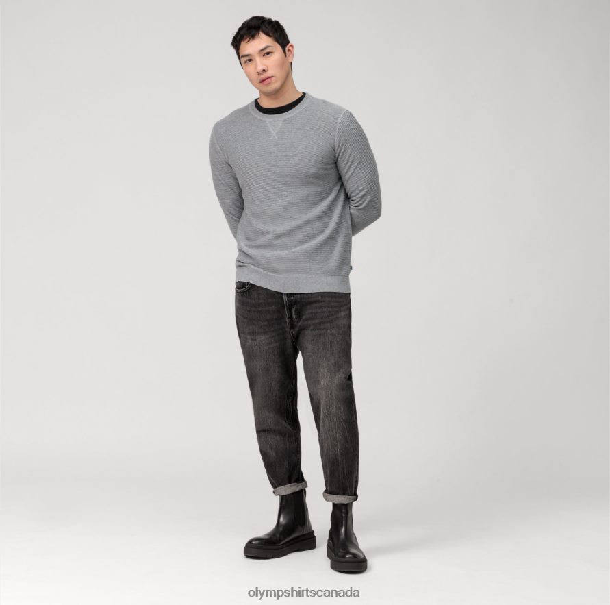 OLYMP Casual Knitwear Pullover Grey H2P42H1811 Clothing
