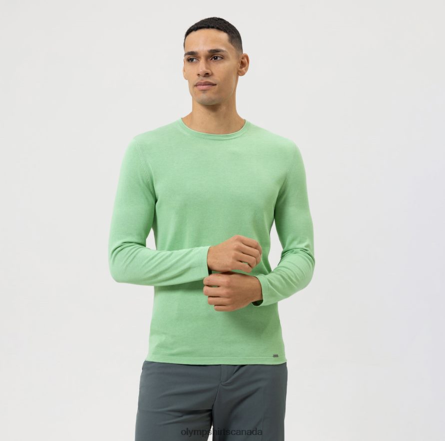 OLYMP Casual Knitwear Pullover Light Green H2P42H1839 Clothing