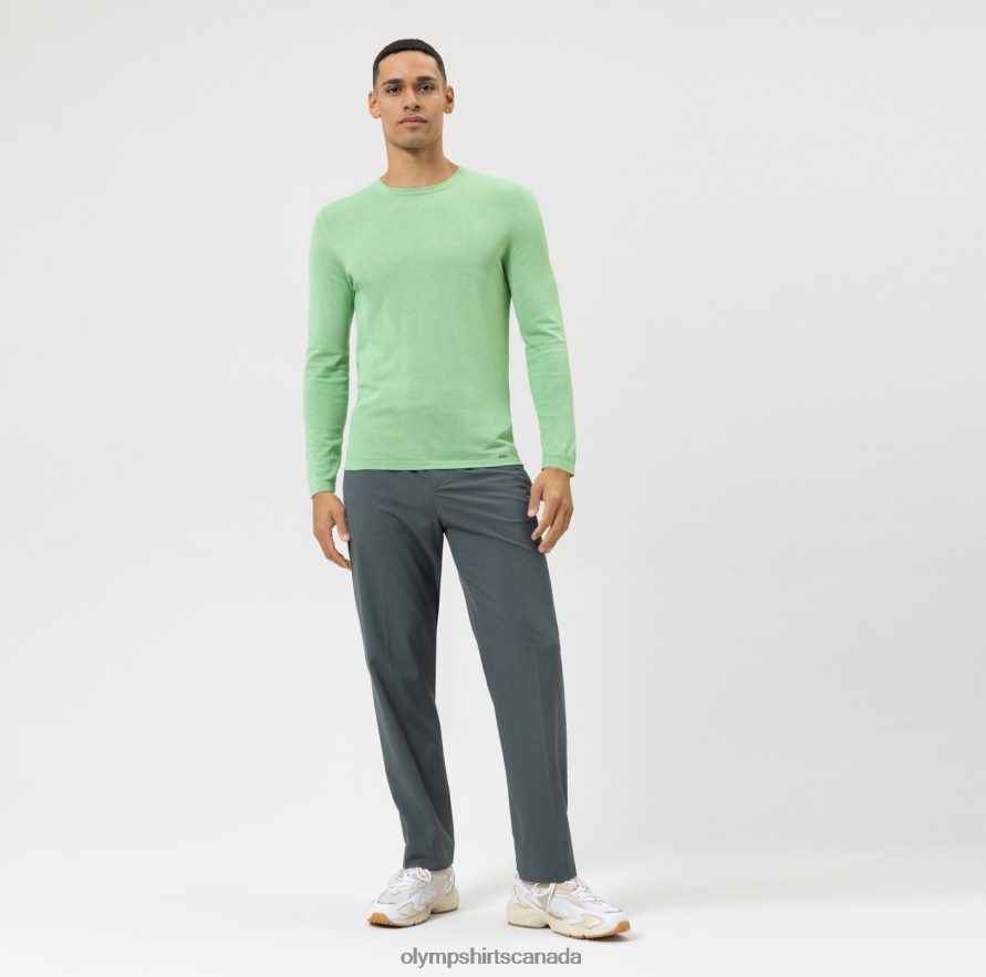 OLYMP Casual Knitwear Pullover Light Green H2P42H1839 Clothing