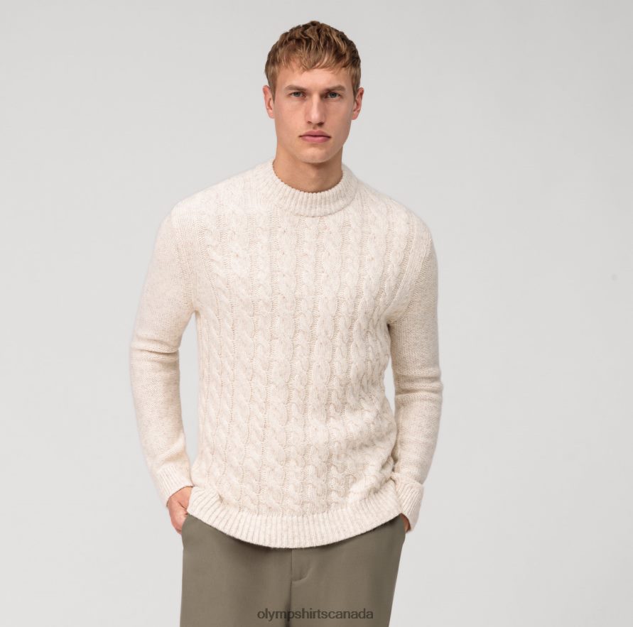 OLYMP Casual Knitwear Pullover Off White H2P42H1770 Clothing