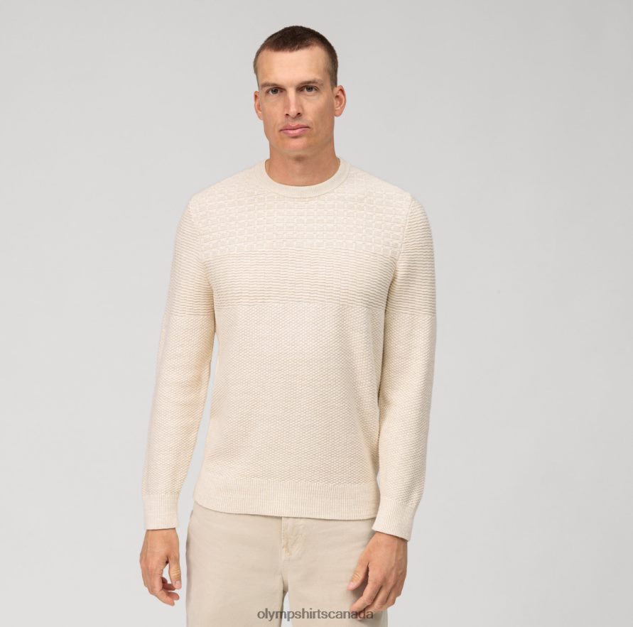 OLYMP Casual Knitwear Pullover Off White H2P42H1774 Clothing