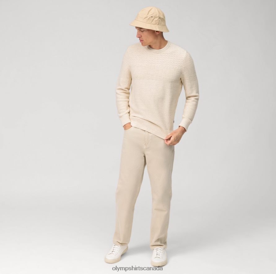 OLYMP Casual Knitwear Pullover Off White H2P42H1774 Clothing
