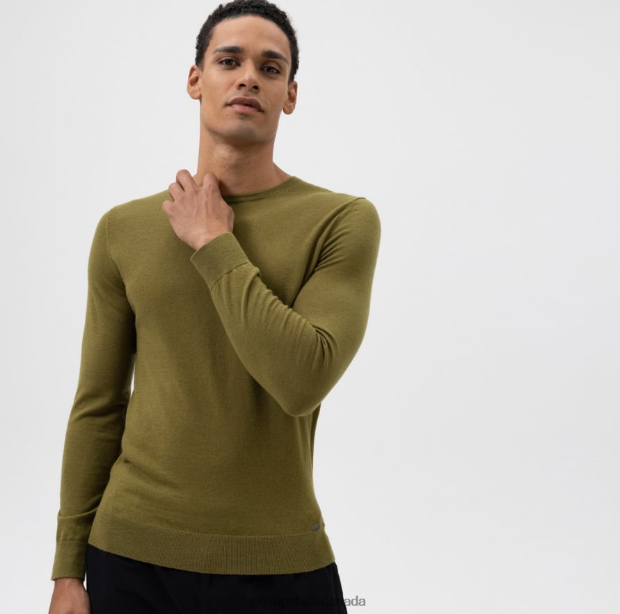 OLYMP Casual Knitwear Pullover Olive H2P42H1876 Clothing