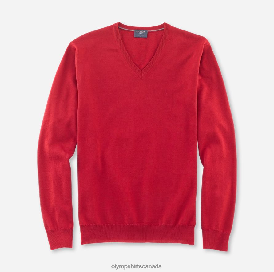 OLYMP Casual Knitwear Pullover Red H2P42H1857 Clothing