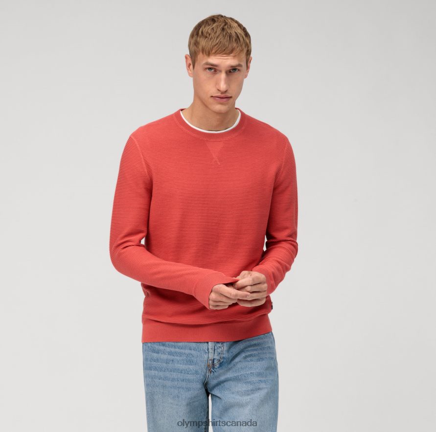 OLYMP Casual Knitwear Pullover Red Orange H2P42H1821 Clothing