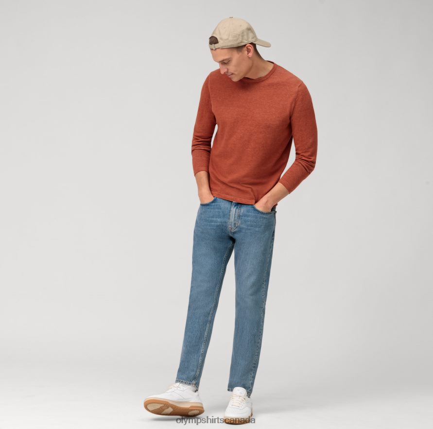 OLYMP Casual Knitwear Pullover Reddish Brown H2P42H1817 Clothing