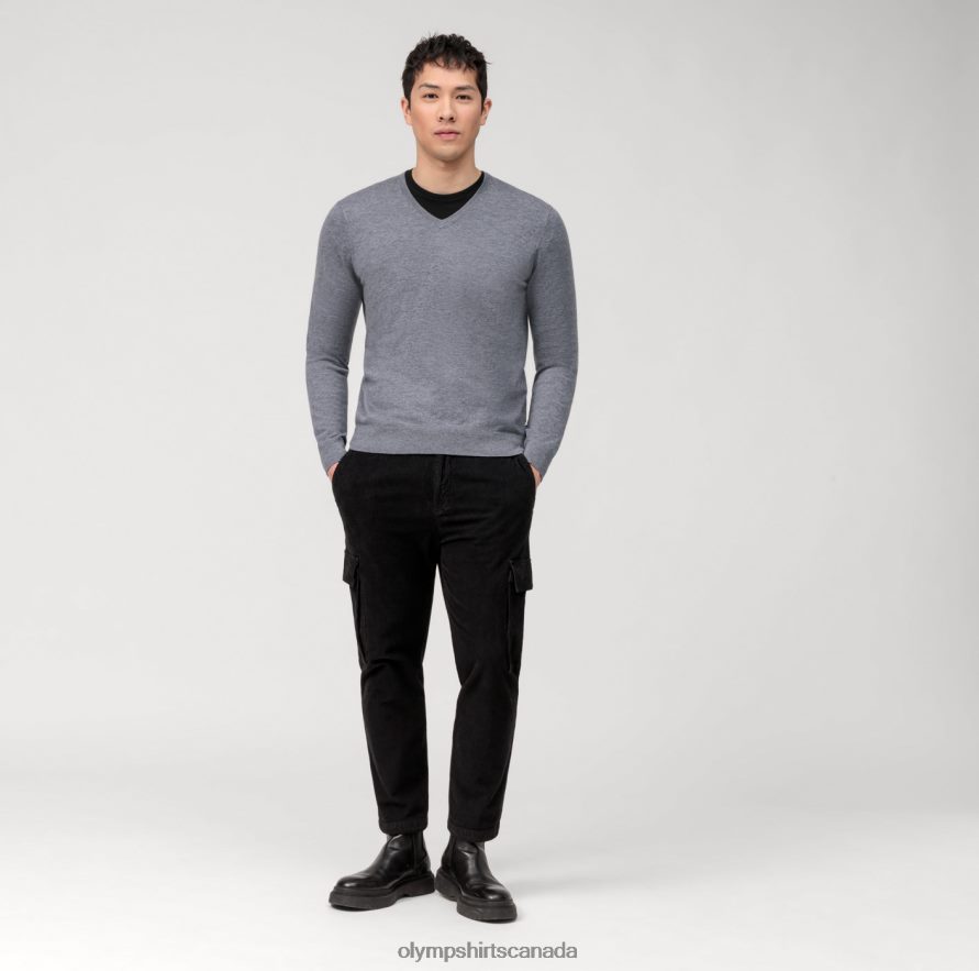 OLYMP Casual Knitwear Pullover Silver Grey H2P42H1801 Clothing