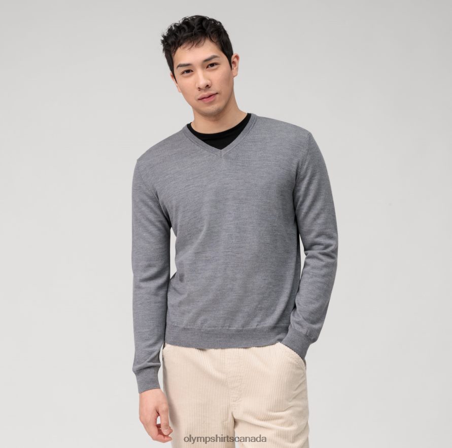 OLYMP Casual Knitwear Pullover Silver Grey H2P42H1802 Clothing
