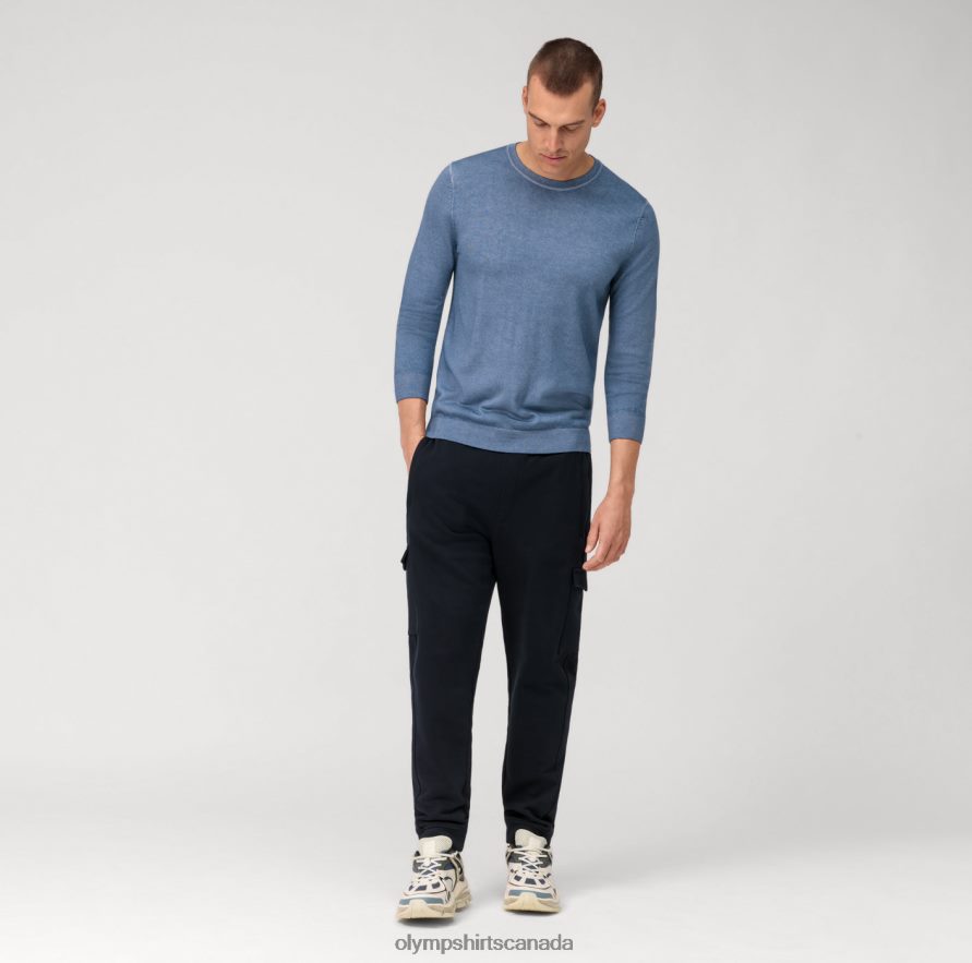 OLYMP Casual Knitwear Pullover Smoke Blue H2P42H1800 Clothing