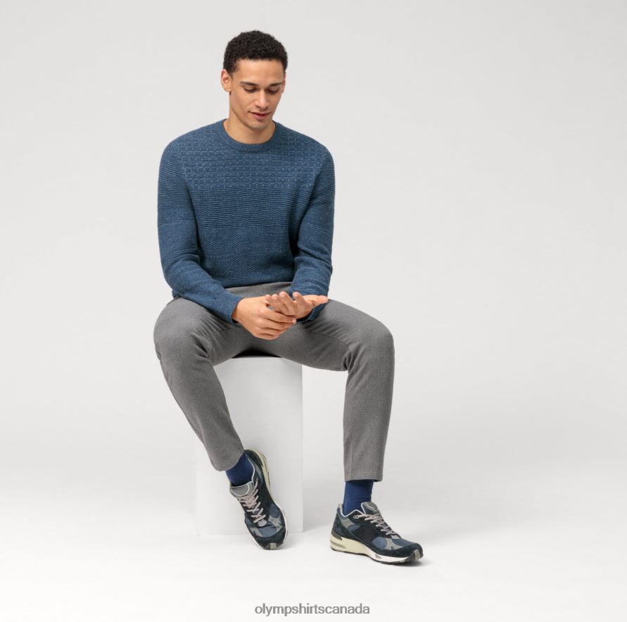 OLYMP Casual Knitwear Pullover Smoke Blue H2P42H1825 Clothing