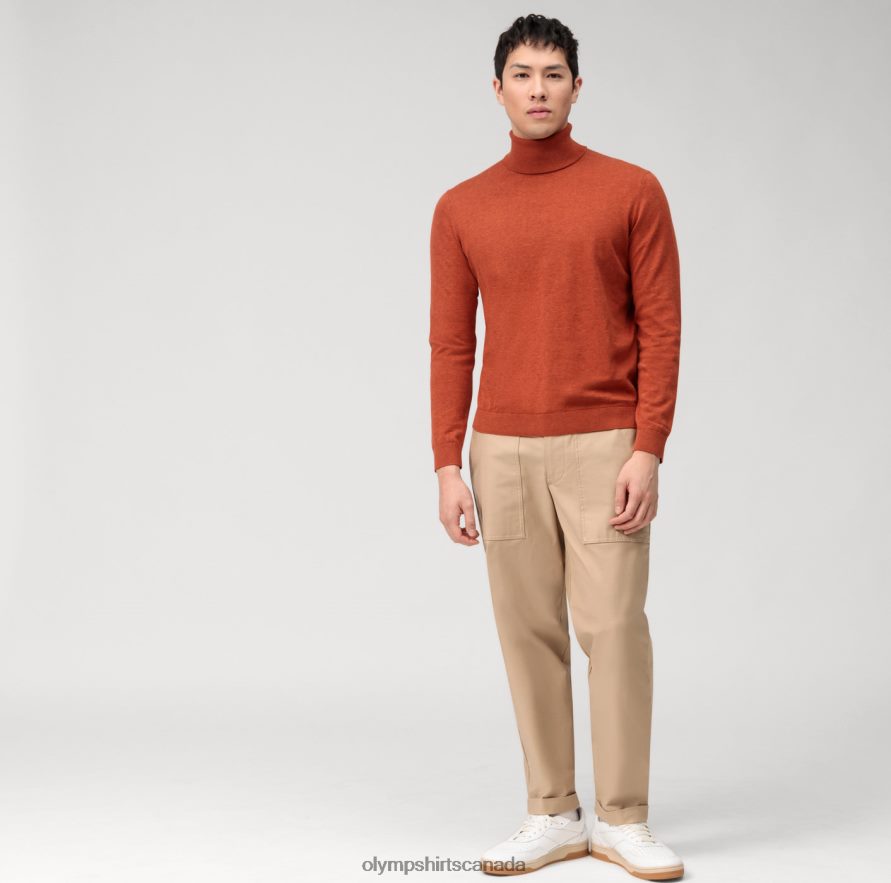 OLYMP Casual Knitwear Turtleneck Reddish Brown H2P42H1892 Clothing