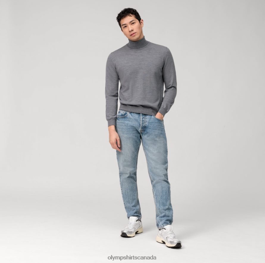 OLYMP Casual Knitwear Turtleneck Silver Grey H2P42H1880 Clothing