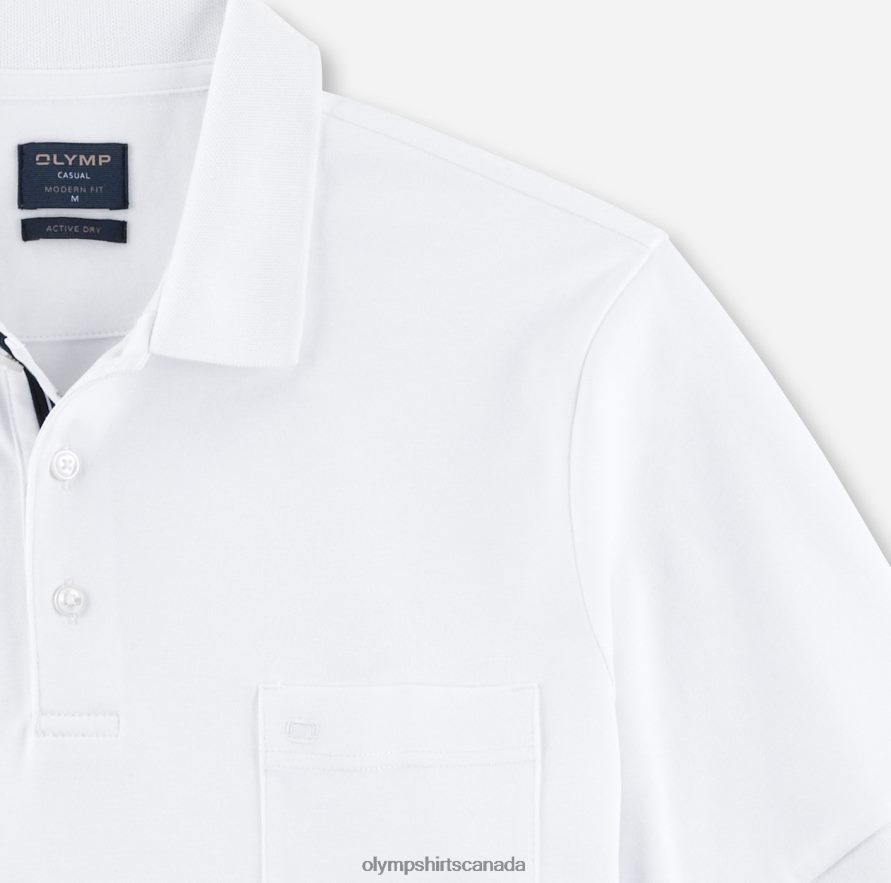 OLYMP Casual Modern Fit Polo White H2P42H2076 Clothing