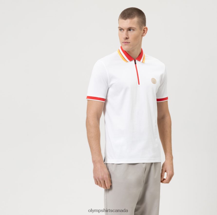 OLYMP Casual Modern Fit Polo White H2P42H2138 Clothing