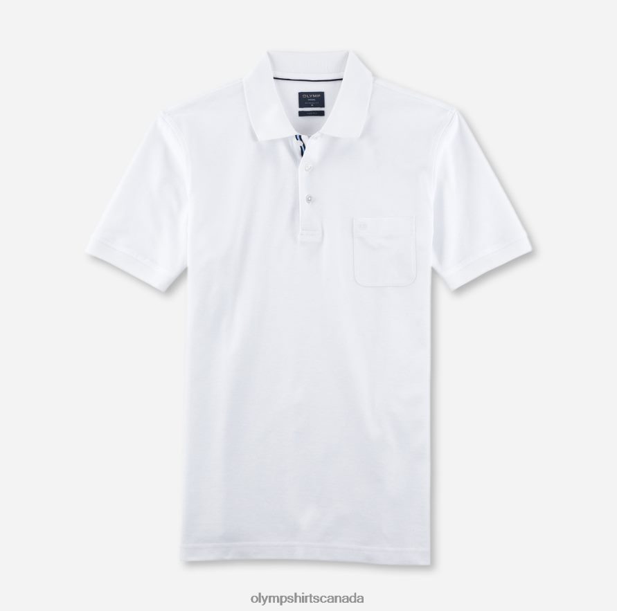 OLYMP Casual Modern Fit Polo White H2P42H2169 Clothing