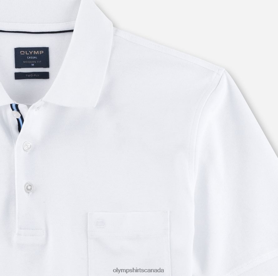 OLYMP Casual Modern Fit Polo White H2P42H2169 Clothing