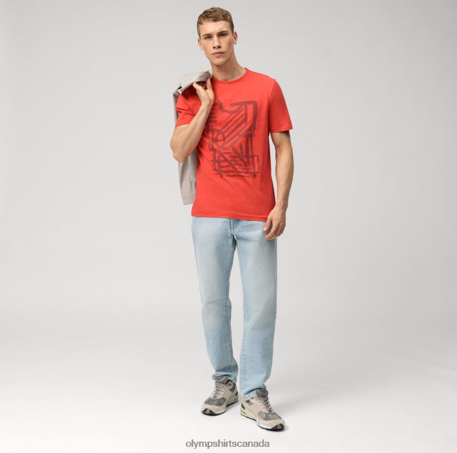 OLYMP Casual Modern Fit T-Shirt Red H2P42H2017 Clothing