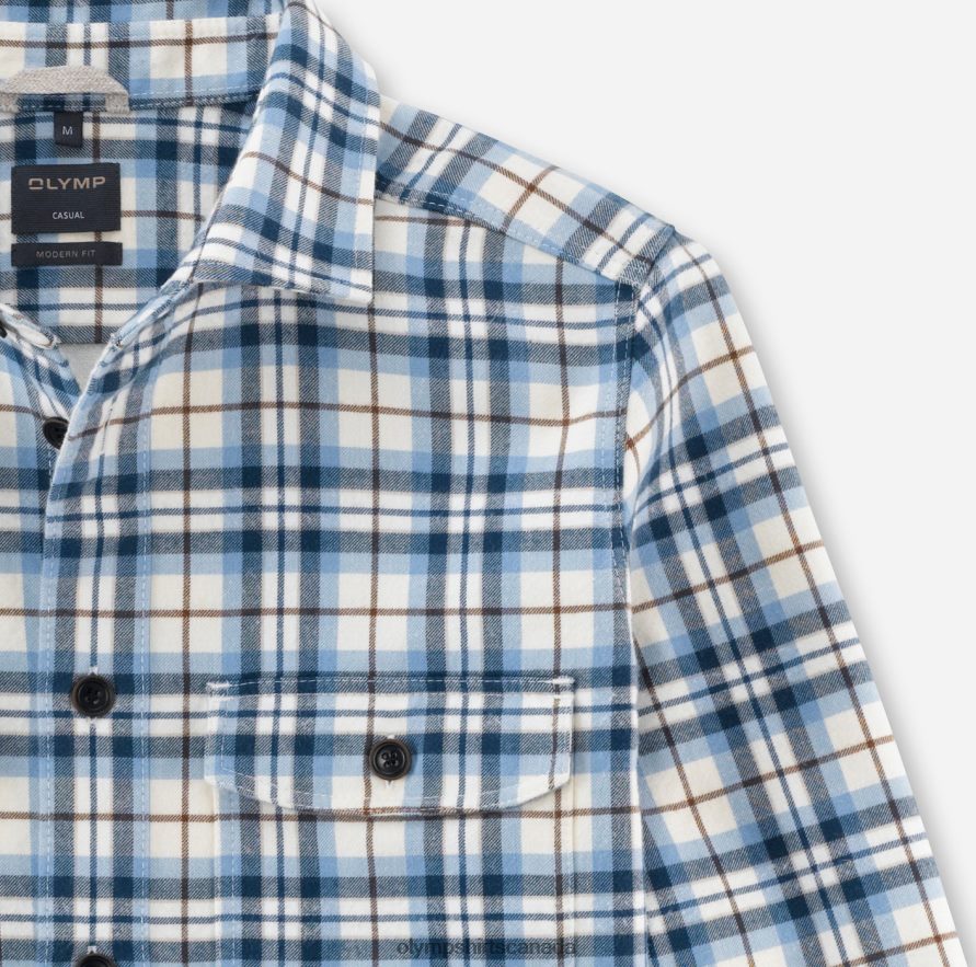 OLYMP Casual Overshirt Casual Shirt Kent Bleu H2P42H1970 Clothing