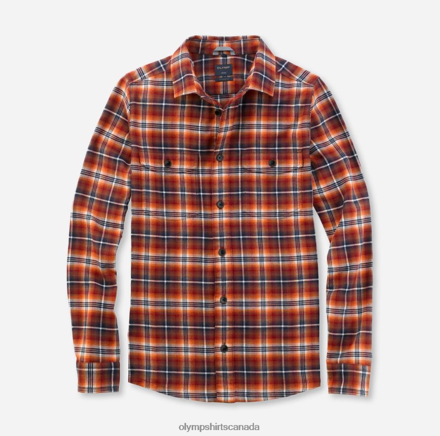 OLYMP Casual Overshirt Casual Shirt Kent Caramel H2P42H1987 Clothing