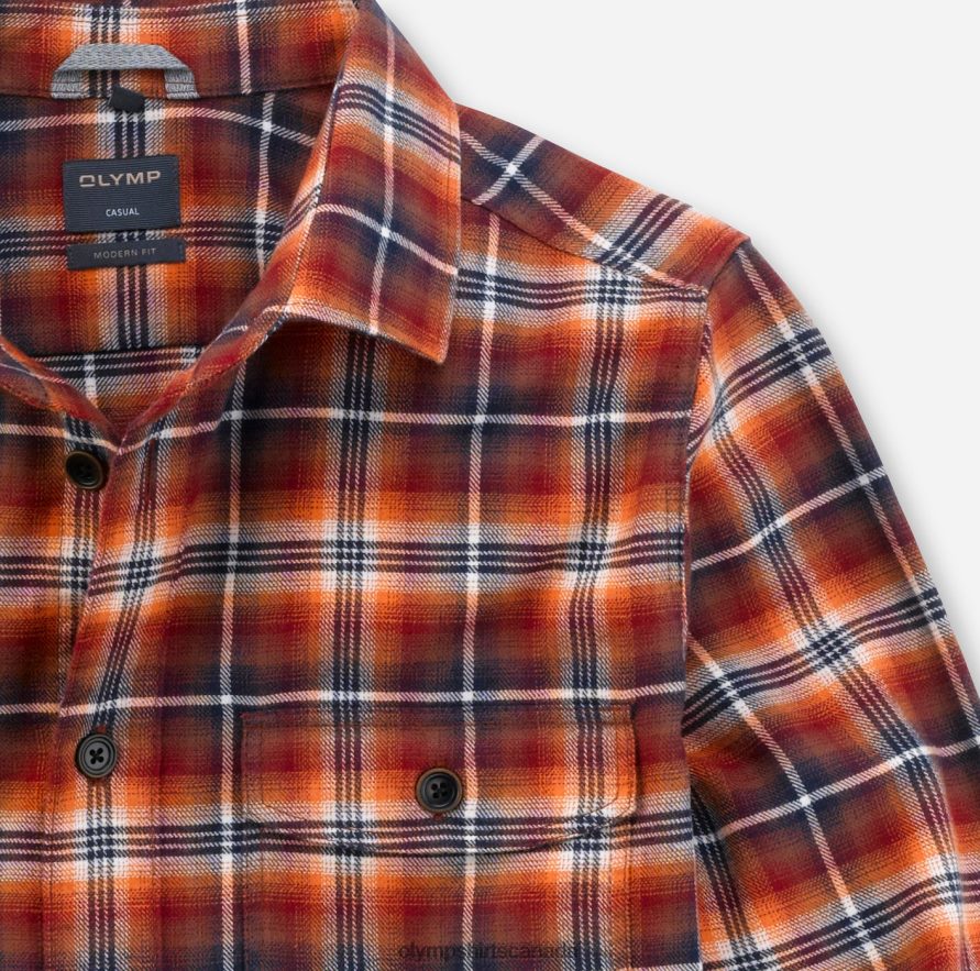 OLYMP Casual Overshirt Casual Shirt Kent Caramel H2P42H1987 Clothing