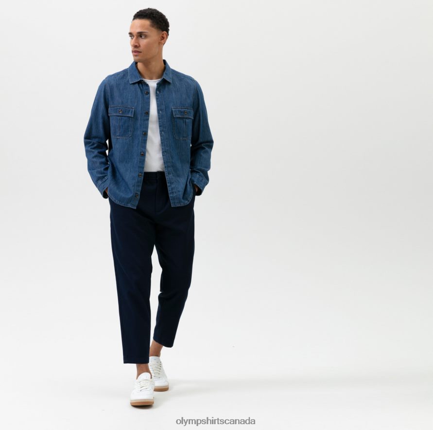 OLYMP Casual Overshirt Casual Shirt Kent Indigo H2P42H1974 Clothing