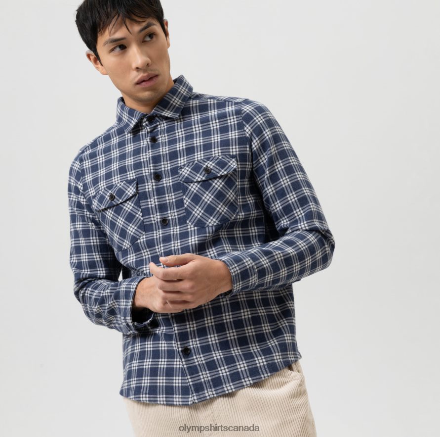 OLYMP Casual Overshirt Casual Shirt Kent Marine H2P42H1955 Clothing