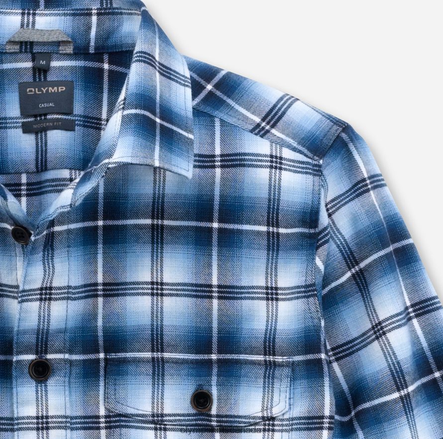 OLYMP Casual Overshirt Casual Shirt Kent Marine H2P42H1975 Clothing