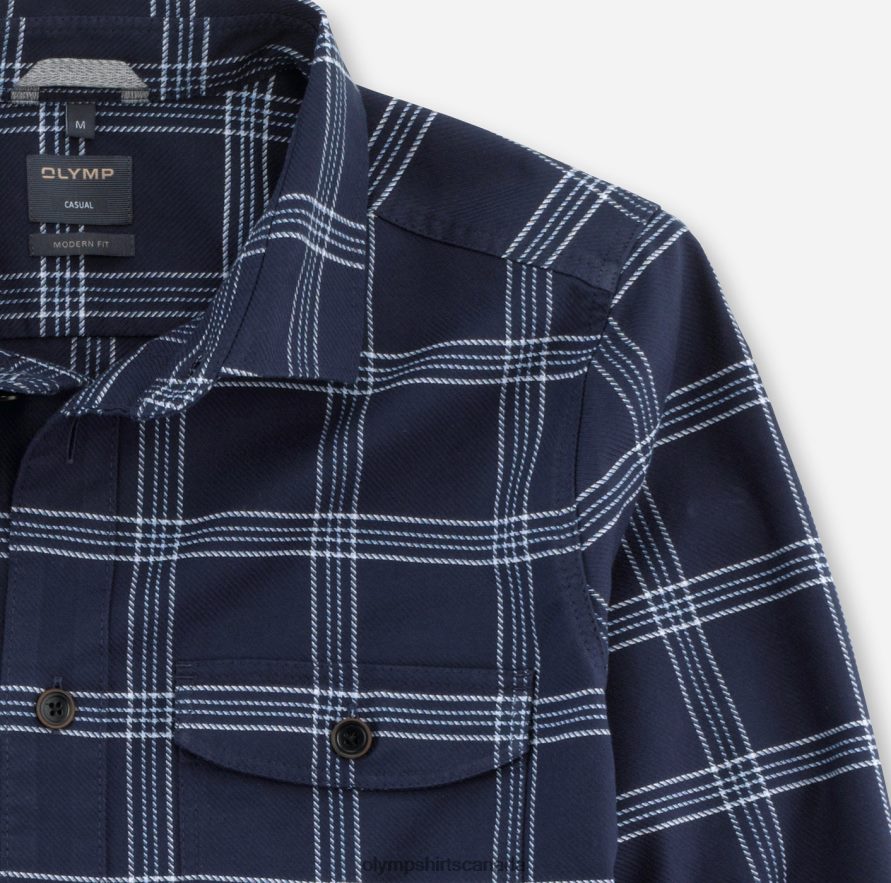 OLYMP Casual Overshirt Casual Shirt Kent Marine H2P42H1976 Clothing