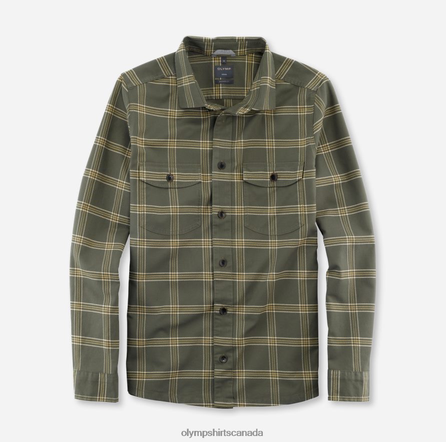 OLYMP Casual Overshirt Casual Shirt Kent Olive H2P42H1982 Clothing